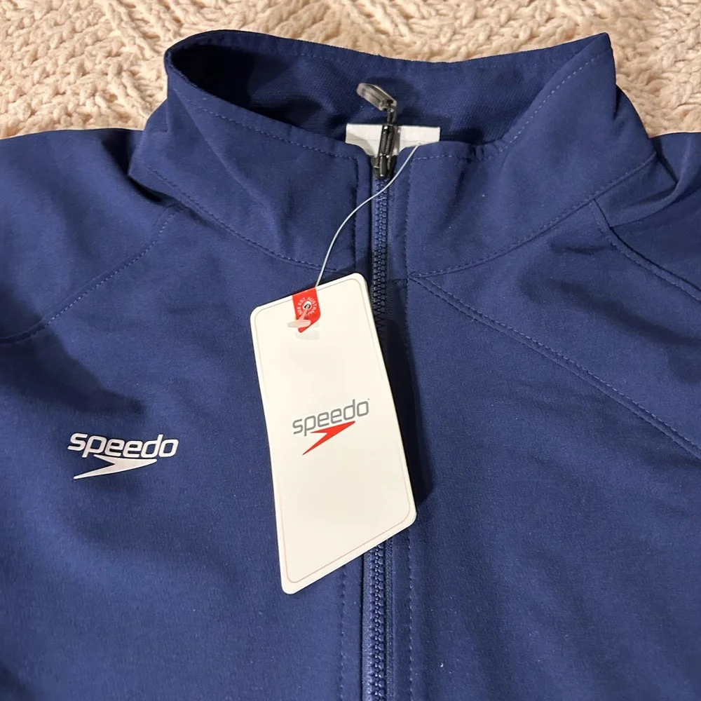 Speedo Boom Force Blue and White Athletic Warm Up Jacket 🆕